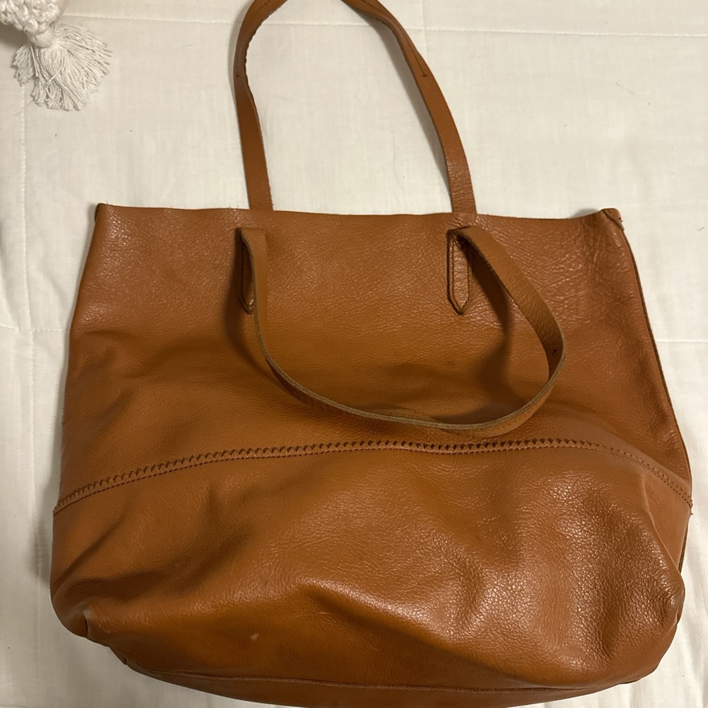Vintage brown leather tote - Picture 3 of 9